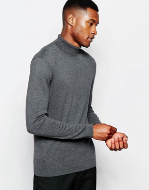 ASOS Roll Neck Jumper in Charcoal Cotton