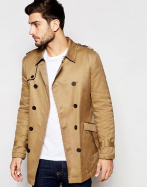 ASOS Trench Coat With Belt In Tobacco