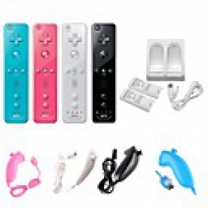 2 x Battery  Dual Charger Station Dock  2 in 1 Motion Plus Remote Controller and Nunchuk Controller for Nintendo Wii