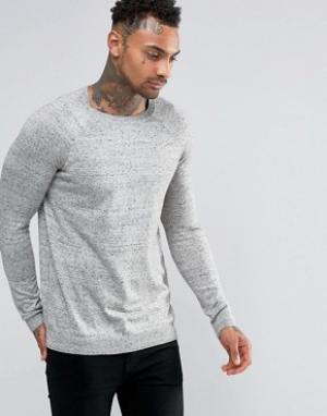 ASOS Crew Neck Jumper In Grey Cotton