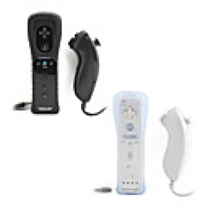 Pair of 2-in-1 MotionPlus Remote and Nunchuk Controllers for Wii/Wii U (Black and White)