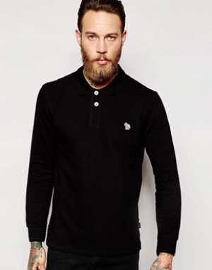 Paul Smith Jeans Polo Shirt with Zebra Logo in Long Sleeves
