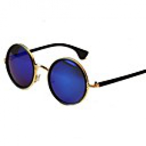 Unisex Vintage Colorful Lens Round Frame Metal Sunglasses
