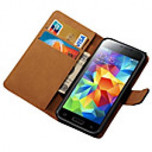 Genuine Leather Case for Samsung Galaxy S5 Mini G800 Wallet Style