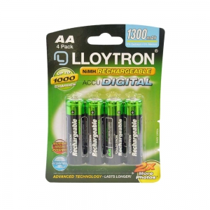 Lloytron ACCU DIGITAL AA HR06 Ni-Mh Rechargeable Batteries 1300mAh - 4 Pack