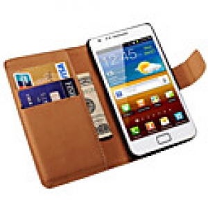 Genuine Leather Wallet Case for Samsung Galaxy S2 i9100
