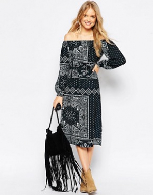 ASOS Midi Dress in Paisley Scarf Print
