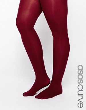 ASOS CURVE 80 Denier Burgundy Tights