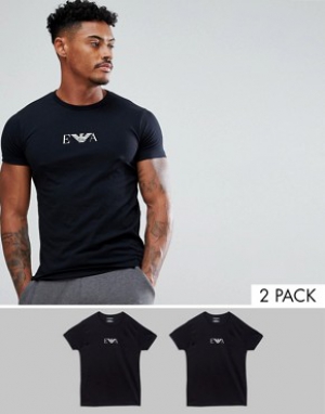 Emporio Armani Crew Neck 2 Pack T-Shirt With Chest Logo In Extreme Muscle Fit