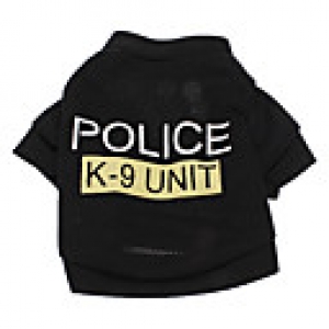 Dog Shirt / T-Shirt Black Summer Police/Military / Letter  Number