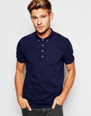 ASOS Mini Button Down Collar Pique Polo Shirt