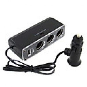 3 Way Car Cigarette Lighter Socket Splitter with USB