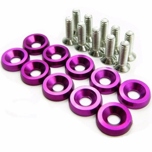 10PC Purple M6x20MM Aluminum Fender Bumper Washers with Bolts Dress Up for Honda