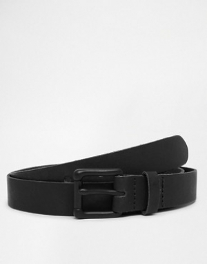 ASOS Leather Belt In Black With Black Buckle