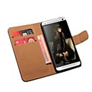 Genuine Leather Book Style Wallet with Card Holders Case for HTC One M7