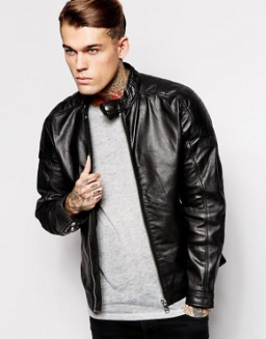 Diesel Leather Jacket L-Monike Biker