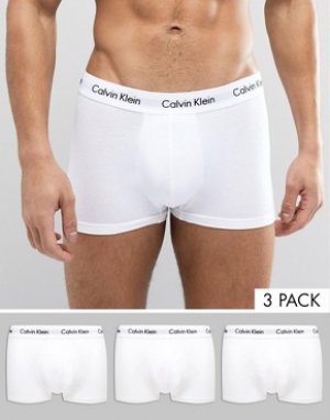 Calvin Klein 3 Pack White Trunks Cotton Stretch